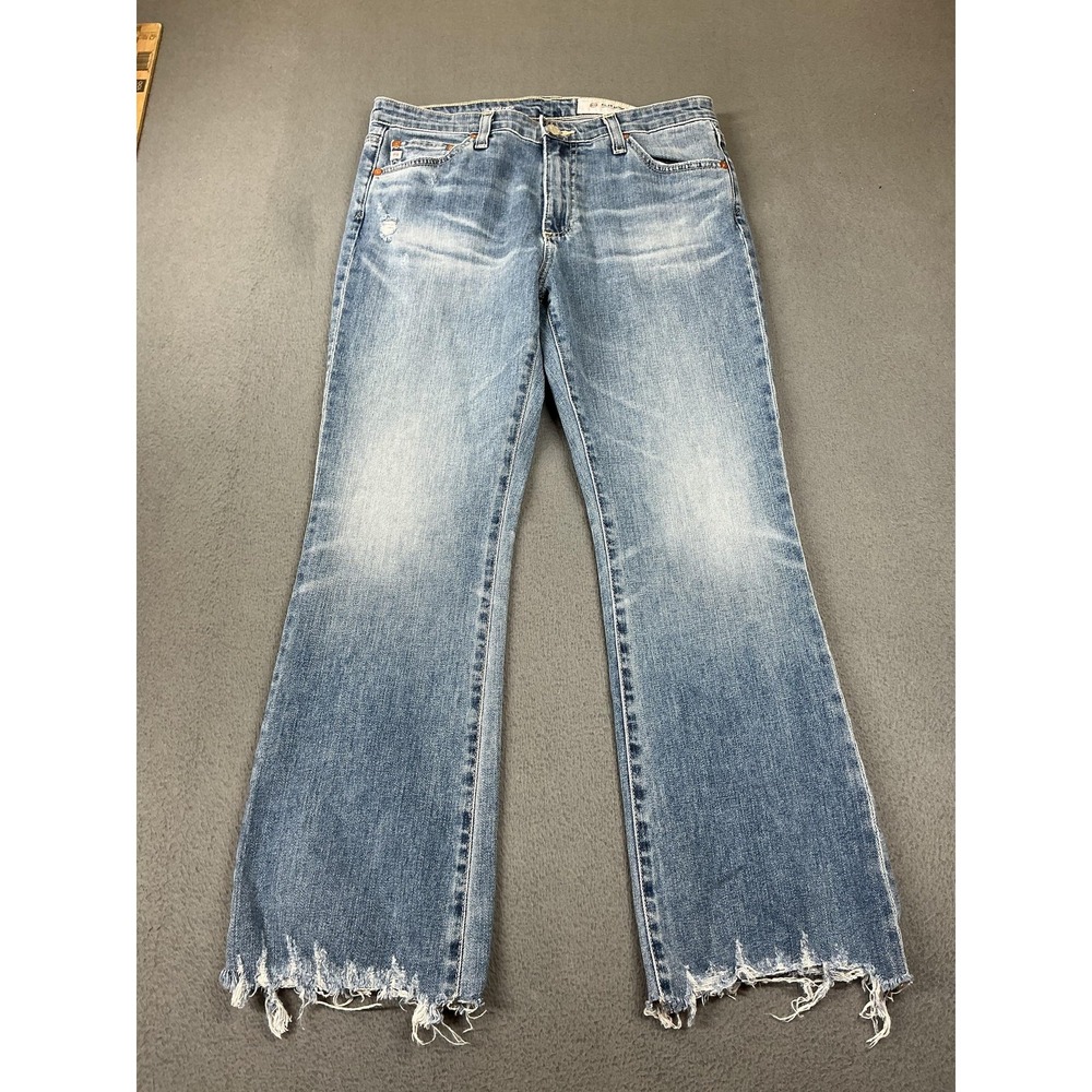 AG Adriano Goldschmied Jeans Womens 28R Blue Flared Jodi Crop Distressed